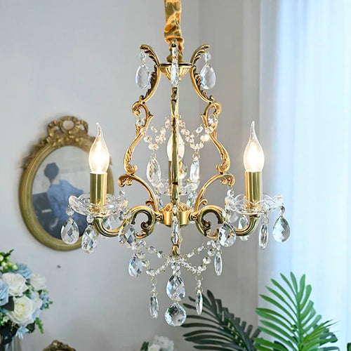 lustre rétro élégant avec perles de cristal loft décor - vue 2 sur 6