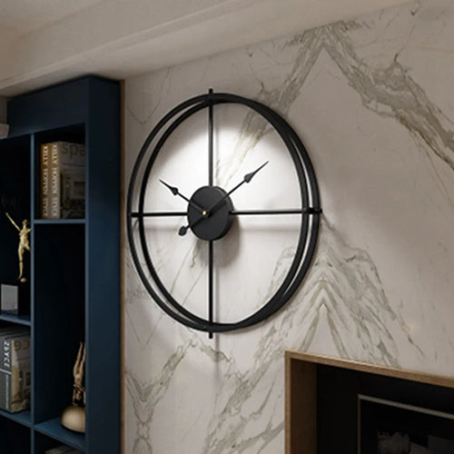 horloge murale rétro silencieuse design simple en fer - vue 3 sur 8