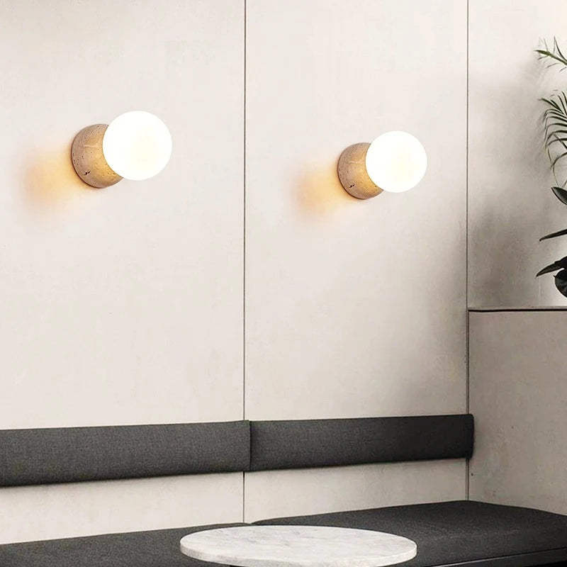 Applique murale led style grotte pierre rond créatif nordique - vue 3 sur 7