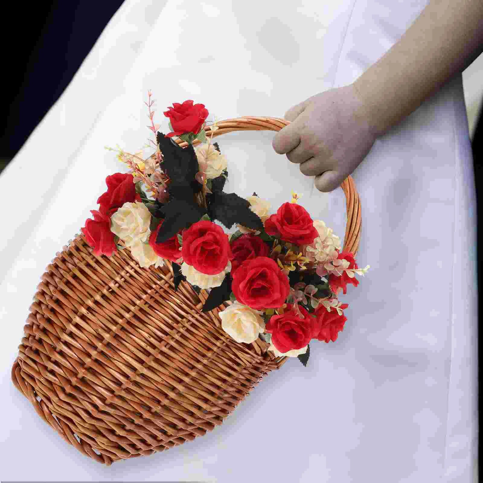 panier de pique-nique en osier pliable avec fleurs - vue 7 sur 8