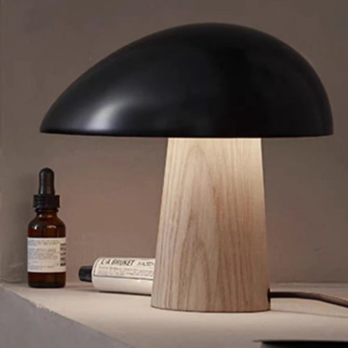 lampe de table champignon en bois design nordique éclairage décoratif - vue 5 sur 8