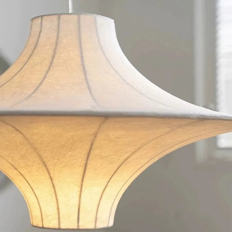 lustre wabi sabi minimaliste en soie avec led intégrée - vue 3 sur 7