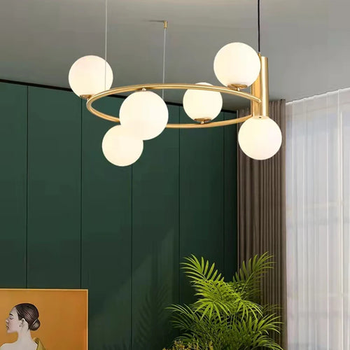 lustre nordique en verre avec cordon réglable pour décoration maison - vue 5 sur 13