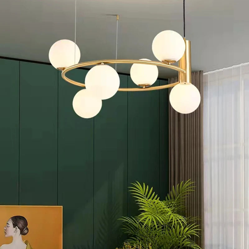 lustre nordique en verre avec cordon réglable pour décoration maison - vue 4 sur 13