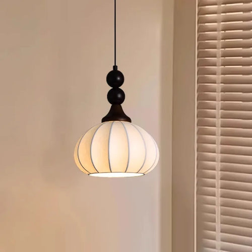 lustre en soie avec abat-jour en tissu lumineux - vue 5 sur 9