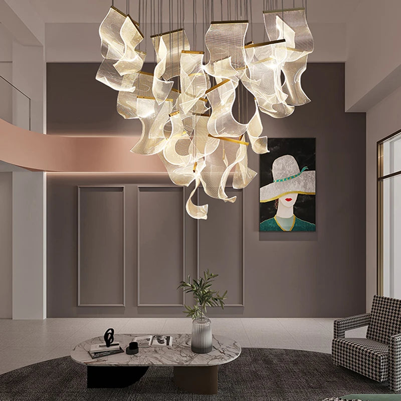 lustre en acrylique à led design pour décoration intérieure moderne - vue 2 sur 14