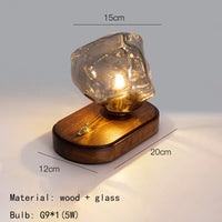 applique murale led en bois avec interrupteur et verre
