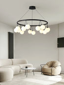 suspension circulaire design en verre pour intérieur moderne