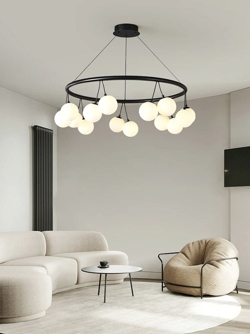 suspension circulaire design en verre pour intérieur moderne - vue 2 sur 9