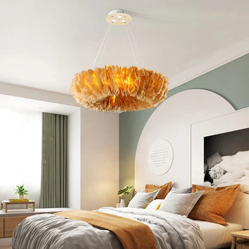 lustre nordique moderne avec plumes led pour décoration intérieure - vue 5 sur 21