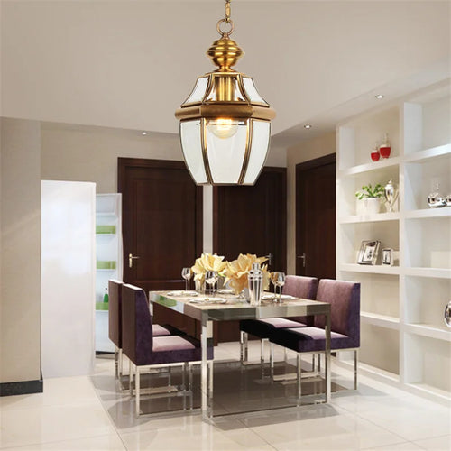 suspension led antique en verre et cuivre pour extérieur et intérieur - vue 5 sur 7