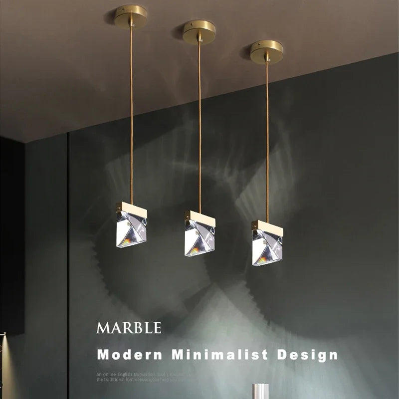 Lamp Gold Mini Pendant Light Bedside Table ,Modern Pendant Light In Kitchen Island, Color Changing Crystal Hanging Lamp For Be - vue 1 sur 6