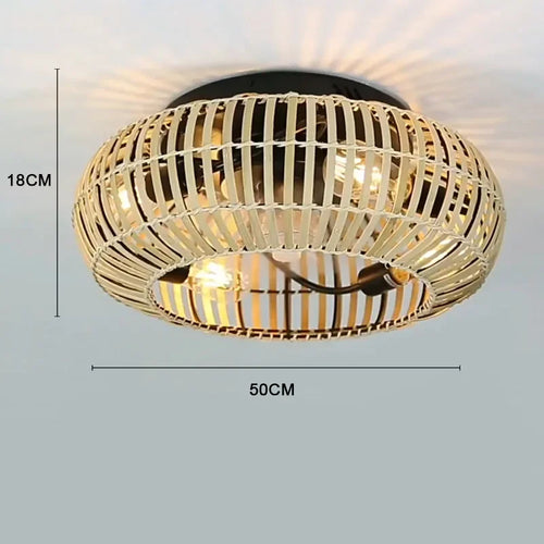 plafonnier ventilateur silencieux en bambou avec lumière et télécommande