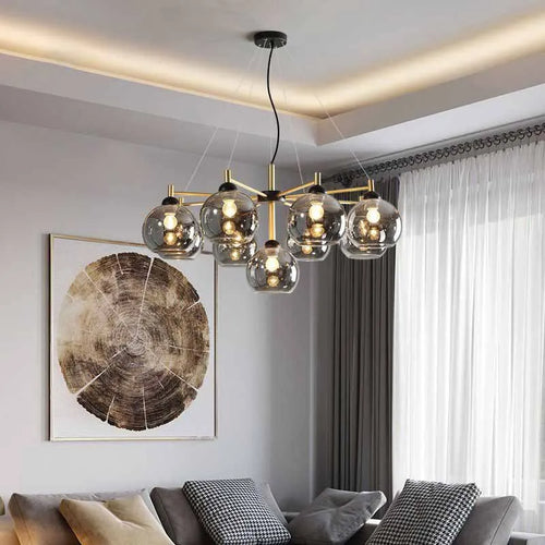 lustre nordique en cuivre verre design moderne avec haricots magiques - vue 2 sur 12