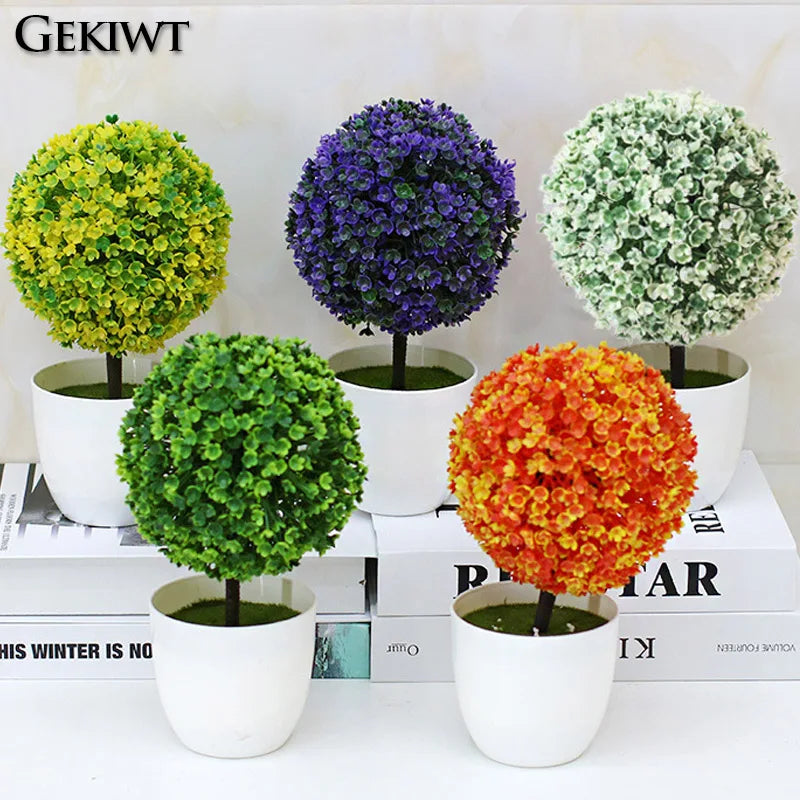 arbre artificiel bonsaï avec fleurs pour décoration intérieure - vue 2 sur 11