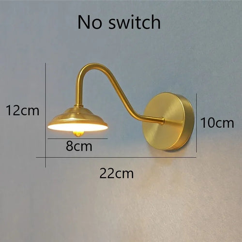 applique murale moderne incurvée dorée avec interrupteur led décoration nordique - vue 9 sur 9