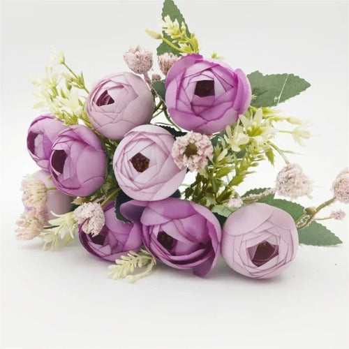bouquet de roses en soie décoration de jardin fleurs artificielles - vue 11 sur 12