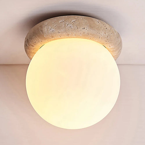 plafonnier wabi sabi japon décoration industrielle led travertin - vue 3 sur 6