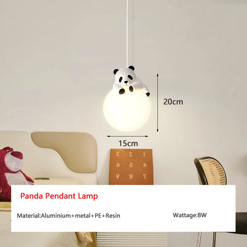 lustre suspendu en résine panda pour chambre d'enfants