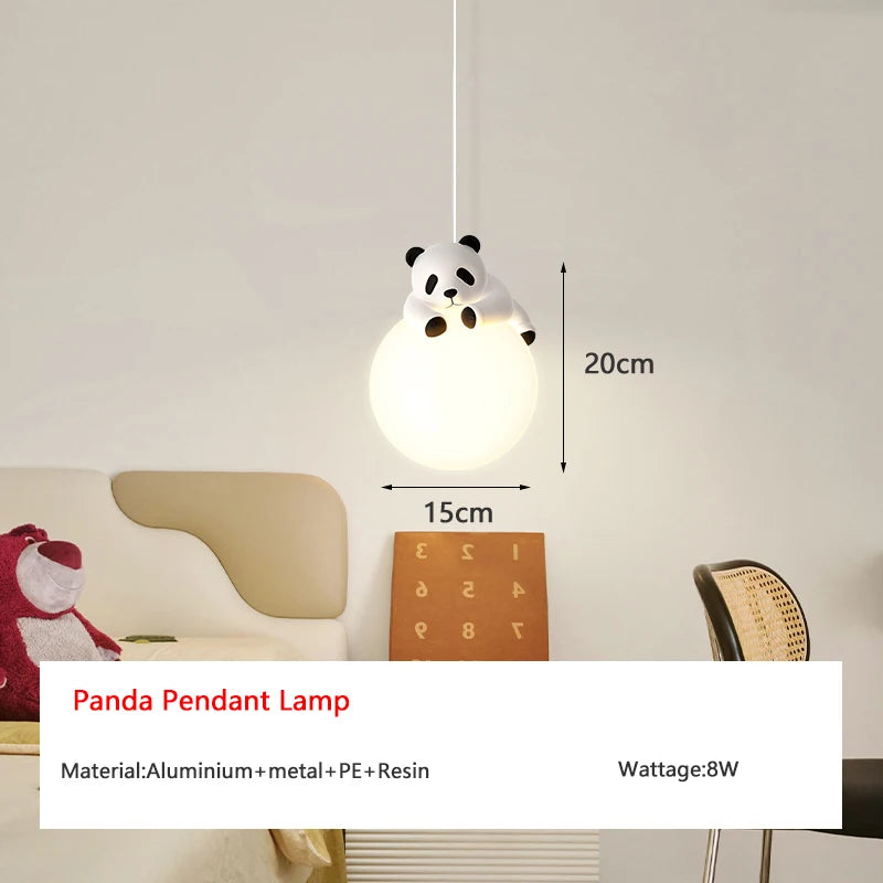 lustre suspendu en résine panda pour chambre d'enfants