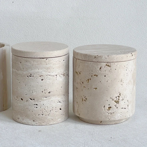 récipient en marbre wabi-sabi avec couvercle et boîte de rangement - vue 2 sur 7