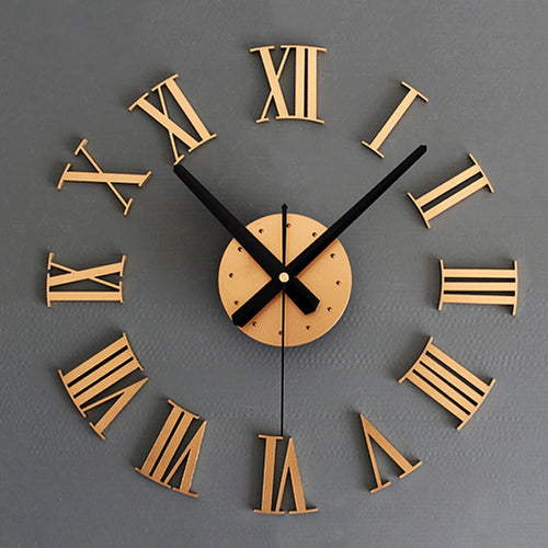 horloge murale 3D à chiffres romains à personnaliser décoration artistique - vue 3 sur 4