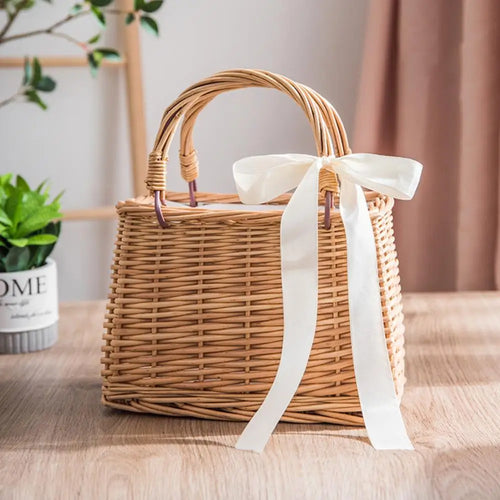 panier à fleurs en osier tissé à la main pour décoration rustique - vue 8 sur 7