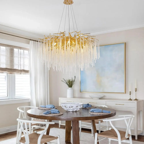 lustre suspendu en cristal doré design moderne pour intérieur élégant - vue 5 sur 9