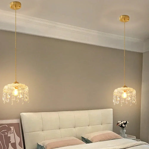 lustre vintage en cristal led design floral élégant - vue 5 sur 14