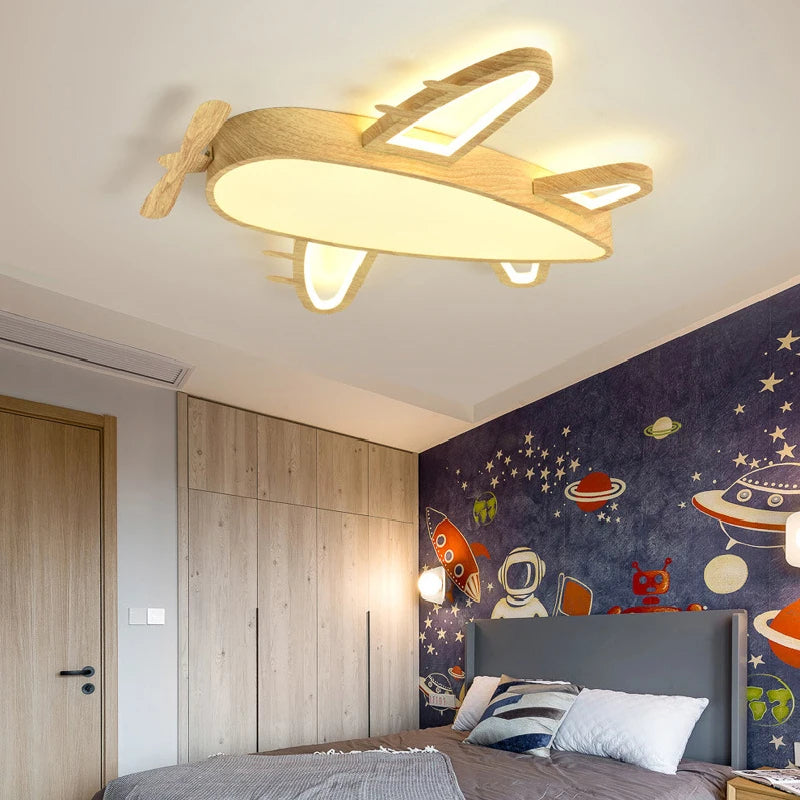 plafonnier en bois massif moderne pour chambre d'enfant romantique - vue 3 sur 10