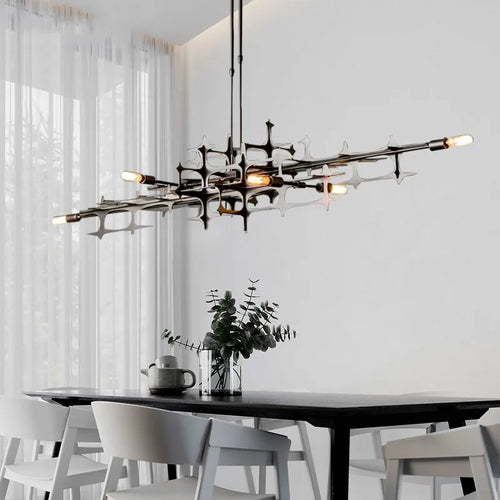 lustre postmoderne de luxe nordique led géométrique en acier inoxydable - vue 3 sur 8