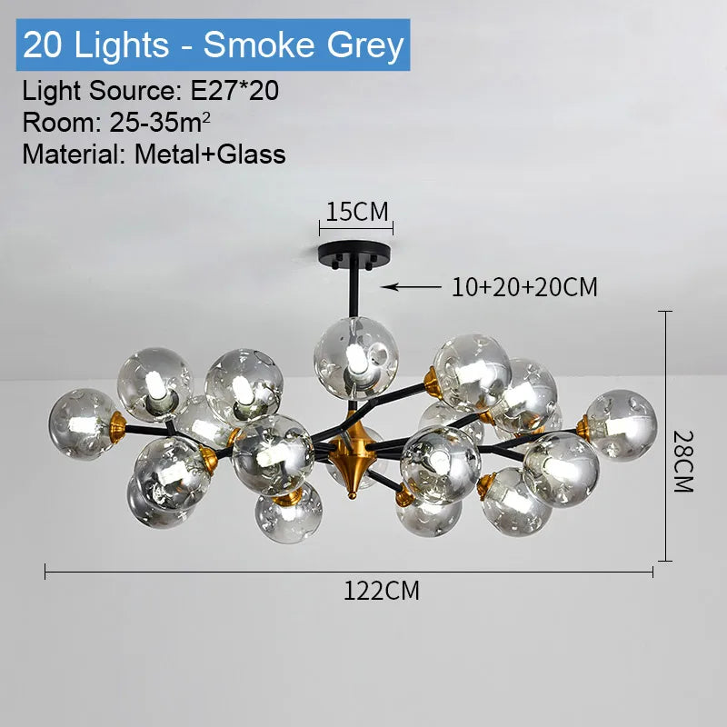 lustre moderne en verre avec éclairage led élégant - vue 12 sur 14