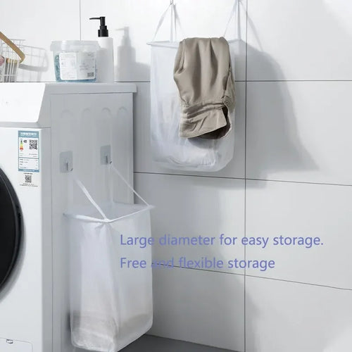 panier à linge mural sans perforation en tissu uni - vue 7 sur 7