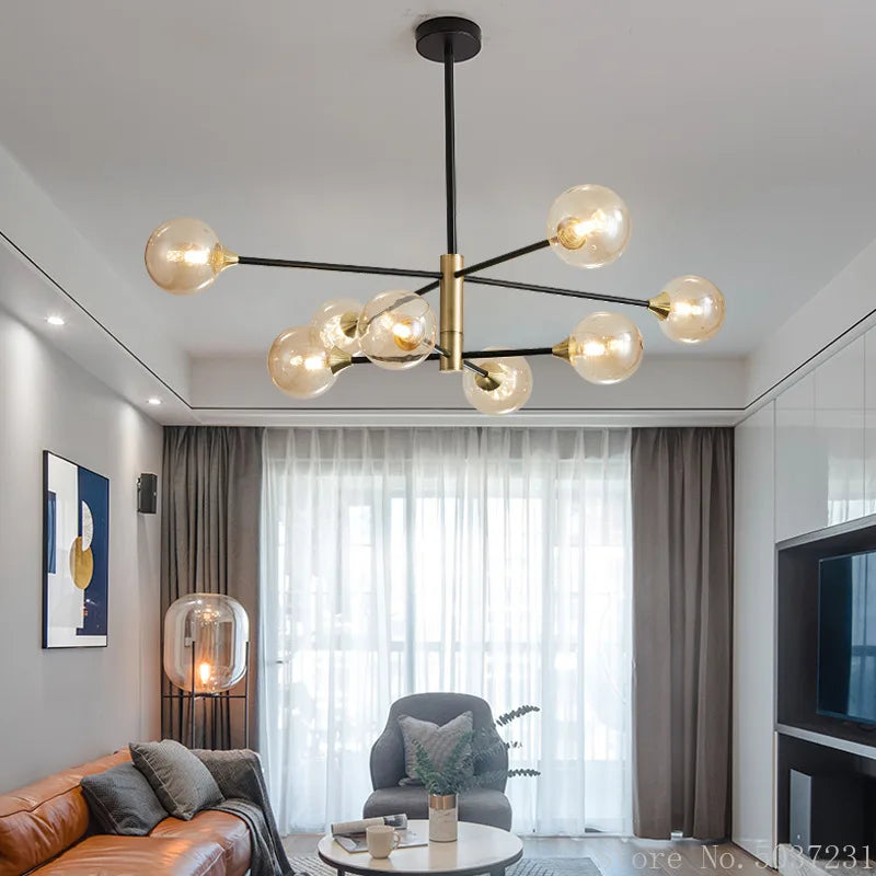 lustre moderne en forme de haricot avec éclairage led suspendu - vue 3 sur 16