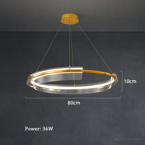 lustre led de luxe simple anneau dimmable pour maison hôtel - vue 8 sur 7