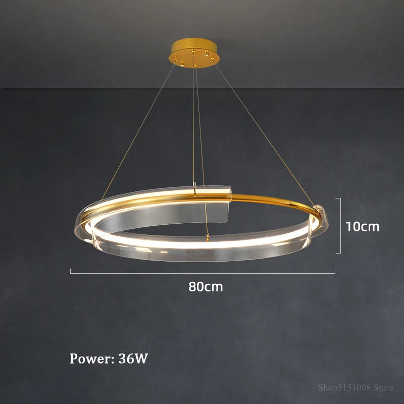 lustre led de luxe simple anneau dimmable pour maison hôtel - vue 7 sur 7