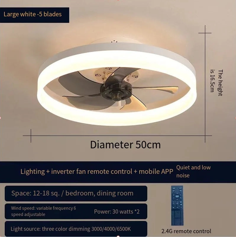 110V~265V APP and Remote Control Dual Intelligent Control  DC 6 speed Regulation Frequency Conversion Ceiling Fan Light - vue 8 sur 17