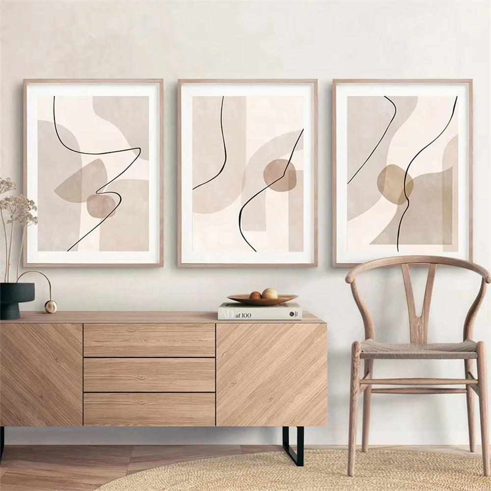 Tableau  art mural abstrait géométrique moderne pour décoration intérieure - vue 4 sur 9