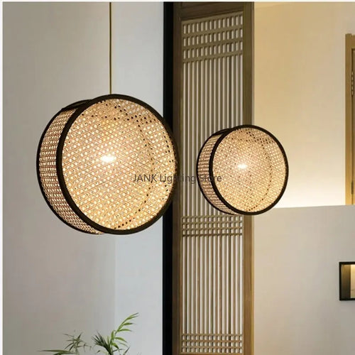 Lustre d'art Rural chinois noyau de bambou rotin LED chambre Restaurant étude lampe à Suspension luminaires décoratifs d'intérieur - vue 2 sur 15