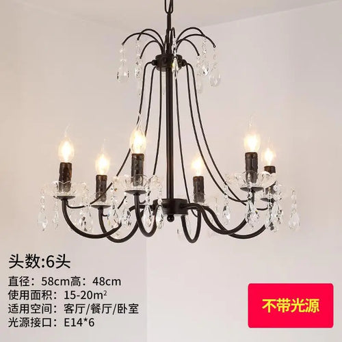 lustre rétro en fer et cristal style américain créatif - vue 12 sur 12