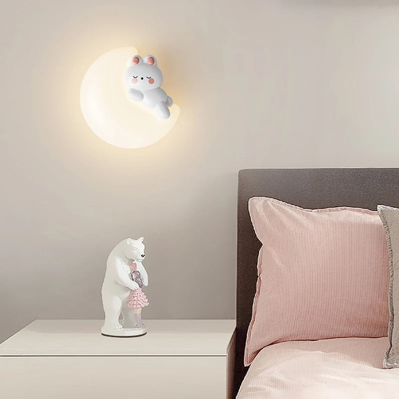 applique murale led étoile lune ours lapin minimaliste moderne - vue 4 sur 10