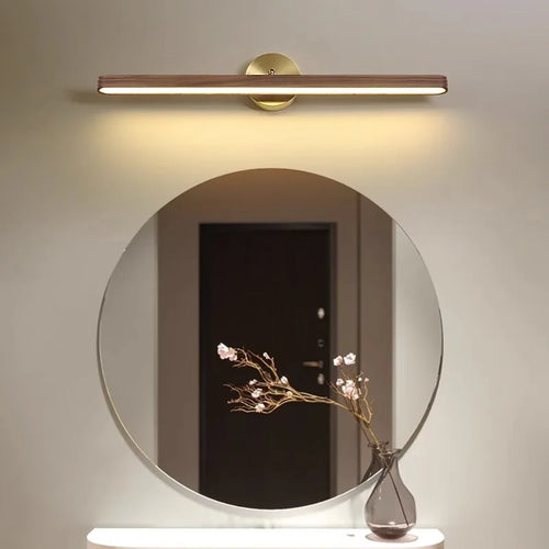 Walnut Wood Makeup mirror light, Vanity light, Wabi-sabi Modern style, Wall sconce lighting for Bathroom, Bedroom, Study - vue 3 sur 7