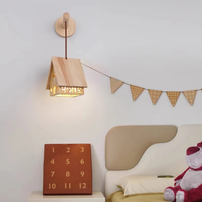 applique murale en bois massif style chalet pour chambre d enfant - vue 4 sur 8