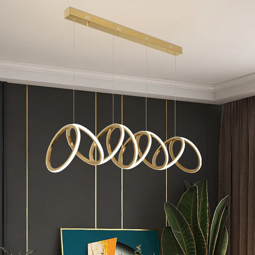 Anneau de luxe moderne suspension LED lumières pour salle à manger cuisine éclairage Lustre décor Lustre barre intérieure suspendus luminaires - vue 2 sur 9