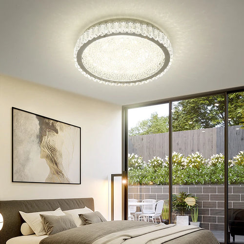 plafonnier led rond moderne en cristal pour restaurant hôtel 2022 - vue 3 sur 12