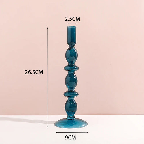 bougeoir en verre décoratif à rayures coniques pour événements festifs - vue 24 sur 30