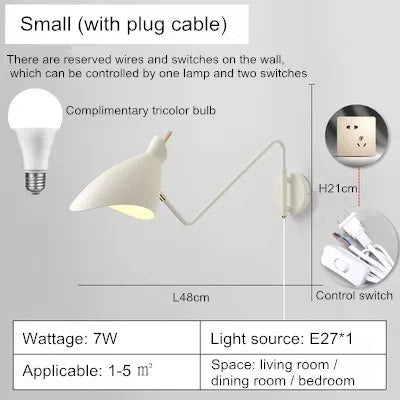applique murale réglable à bras long design créatif LED - vue 9 sur 11