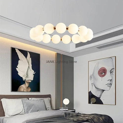 lustre led créatif nordique en forme de haricots magiques double couche - vue 2 sur 11