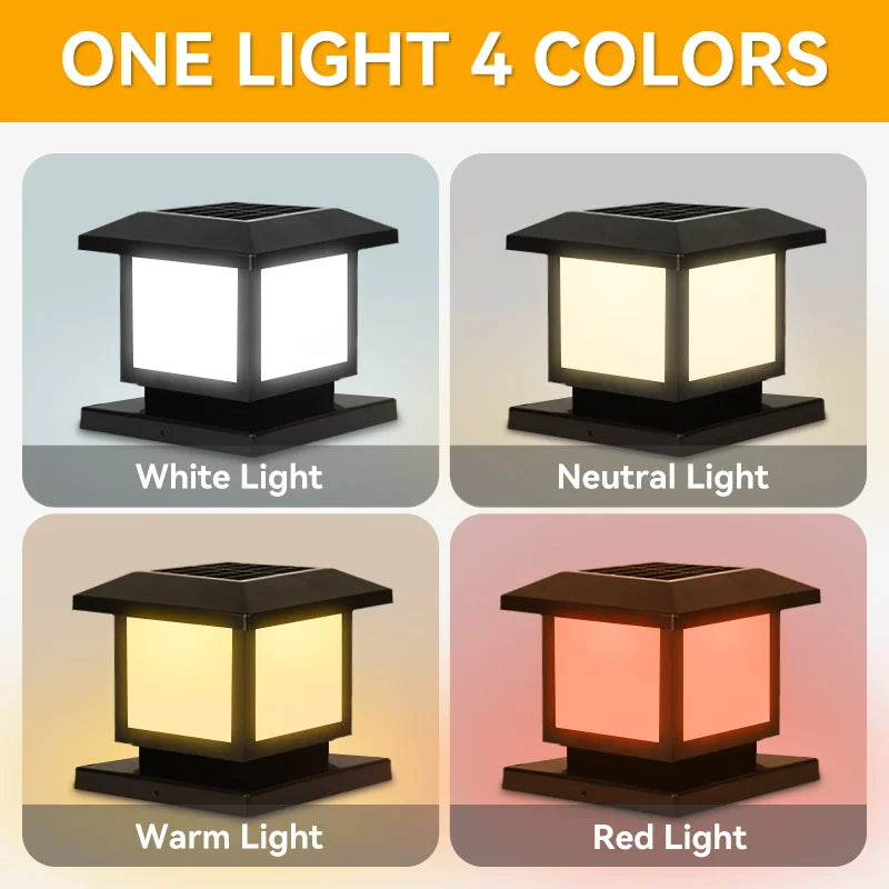 pilier solaire led étanche avec télécommande pour éclairage extérieur - vue 4 sur 8