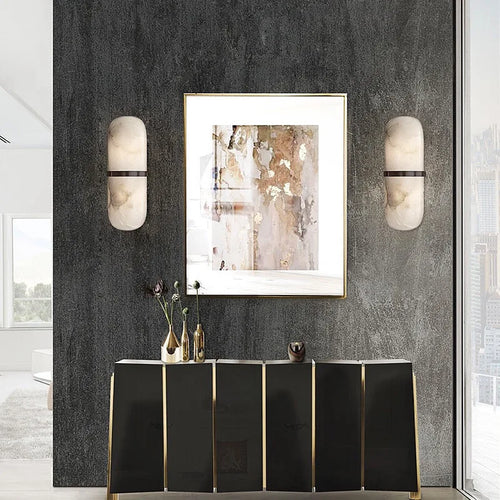 applique murale led en marbre naturel et laiton - vue 2 sur 6